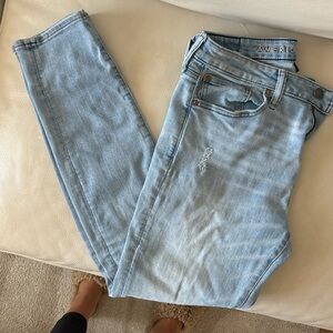 Mens light wash blue jeans